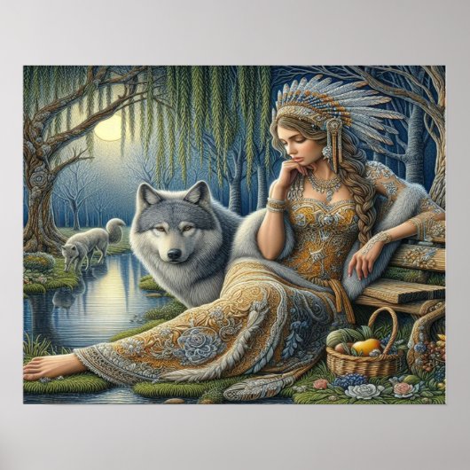 Moonlit Betovering in het Mystic Forest20x16 Poster (Voorkant)