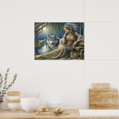 Moonlit Betovering in het Mystic Forest24x18 Poster (Keuken)