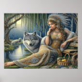 Moonlit Betovering in het Mystic Forest24x18 Poster (Voorkant)