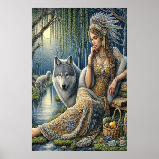 Moonlit Betovering in het Mystic Forest24x36 Poster (Voorkant)