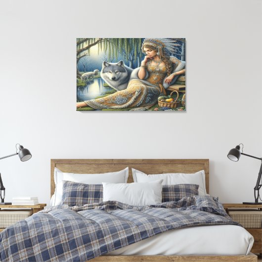 Moonlit Betovering in het Mystic Forest36x24 Canvas Afdruk (Insitu (Slaapkamer))