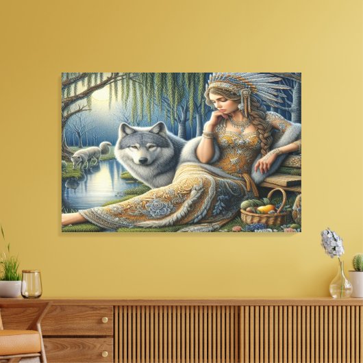 Moonlit Betovering in het Mystic Forest36x24 Canvas Afdruk (Insitu (Woonkamer))