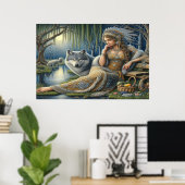 Moonlit Betovering in het Mystic Forest36x24 Poster (Thuiskantoor)