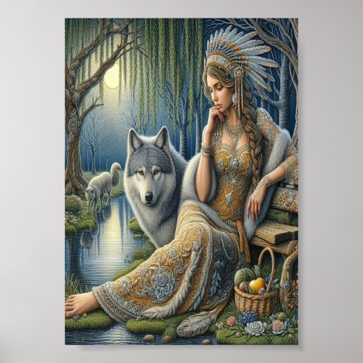 Moonlit Betovering in het Mystic Forest5x7 Poster (Voorkant)