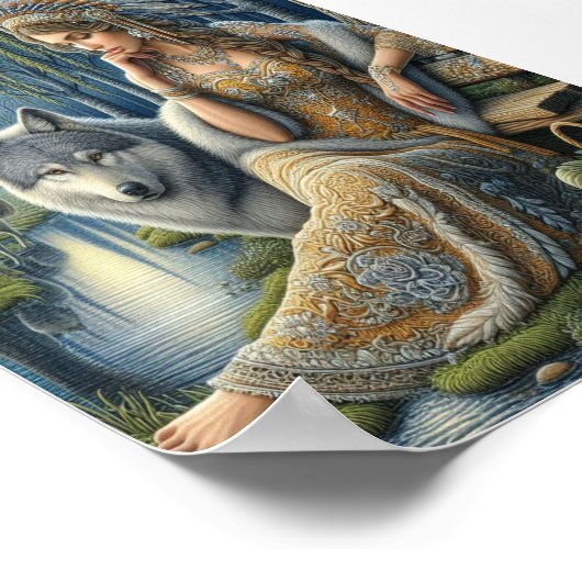 Moonlit Betovering in het Mystic Forest5x7 Poster (Hoek)