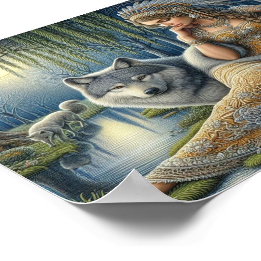 Moonlit Betovering in het Mystic Forest7x5 Poster (Hoek)