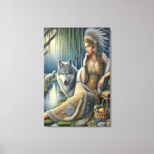 Moonlit Betovering in het Mystic Forest 24x36 Canvas Afdruk