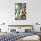 Moonlit Betovering in het Mystic Forest 24x36 Canvas Afdruk (Insitu (Slaapkamer))