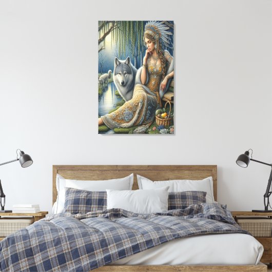 Moonlit Betovering in het Mystic Forest 24x36 Canvas Afdruk (Insitu (Slaapkamer))