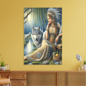 Moonlit Betovering in het Mystic Forest 24x36 Canvas Afdruk (Insitu (Woonkamer))