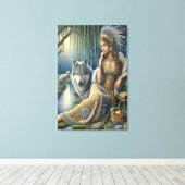 Moonlit Betovering in het Mystic Forest 24x36 Canvas Afdruk (Insitu (Houten vloer))