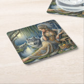 Moonlit Betovering in het Mystic Forest Kartonnen Onderzetters (Schuin)