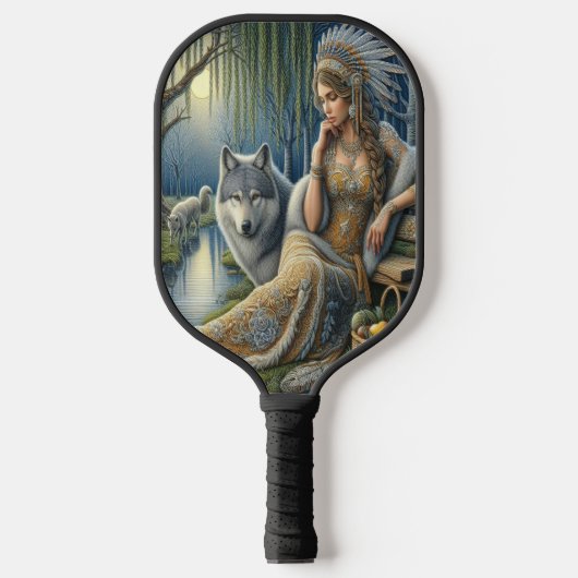 Moonlit Betovering in het Mystic Forest Pickleball Paddle (Voorkant)