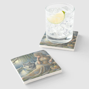 Moonlit Betovering in het Mystic Forest Stenen Onderzetter