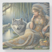 Moonlit Betovering in het Mystic Forest Stenen Onderzetter (Voorkant)