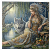 Moonlit Betovering in het Mystic Forest Tegeltje (Voorkant)