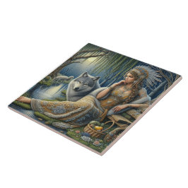 Moonlit Betovering in het Mystic Forest Tegeltje