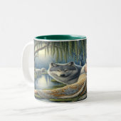 Moonlit Betovering in het Mystic Forest Tweekleurige Koffiemok (Voorkant links)