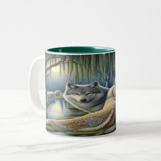 Moonlit Betovering in het Mystic Forest Tweekleurige Koffiemok (Voorkant links)
