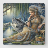 Moonlit Betovering in het Mystic Forest Vierkante Klok (Voorkant)