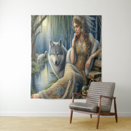 Moonlit Betovering in het Mystic Forest Wandkleed