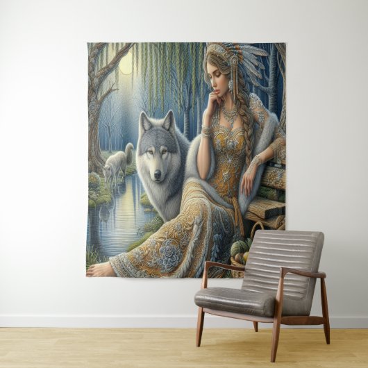Moonlit Betovering in het Mystic Forest Wandkleed (In situ)