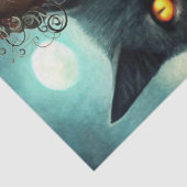 Moonlit Black Cat Goth Girl & Raven Decoupage Tissuepapier (Detail)
