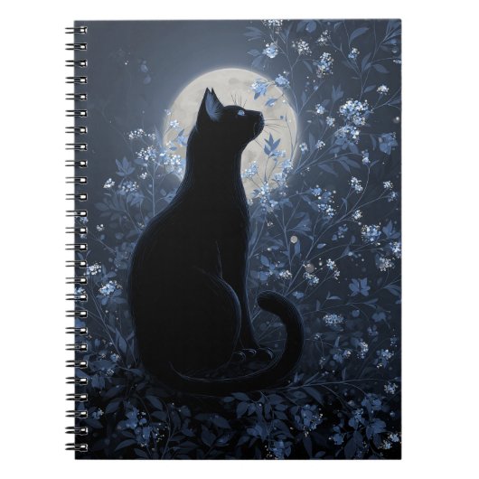 Moonlit Black Cat Notitieboek (Voorkant)