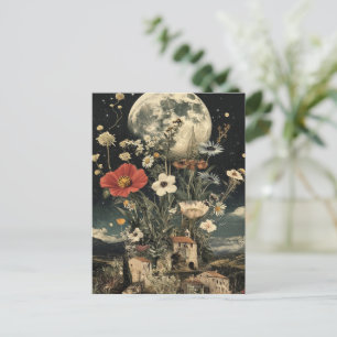 Moonlit bloeit over rustieke charme briefkaart