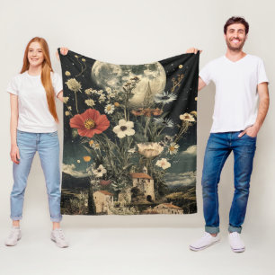 Moonlit bloeit over rustieke charme fleece deken
