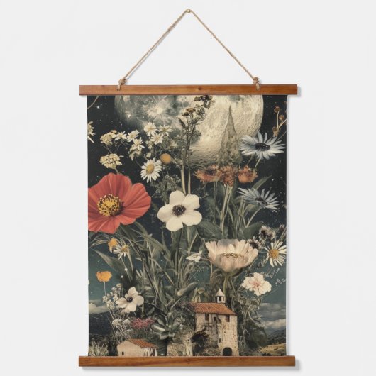 Moonlit bloeit over rustieke charme hangend wandkleed (Voorkant)