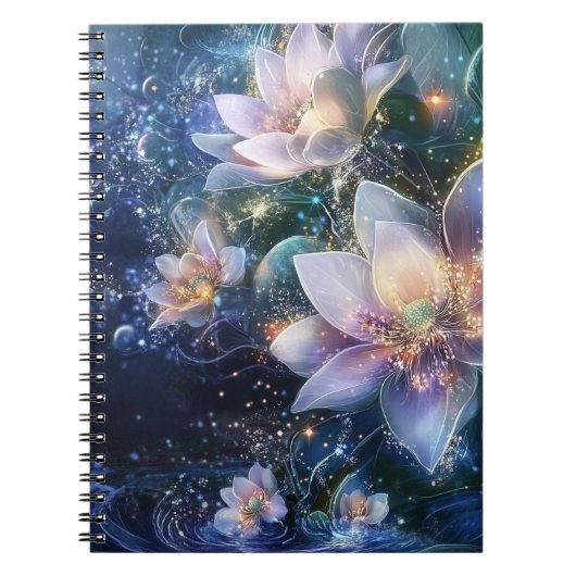 Moonlit Blooms: Enchanted Waters Spiral Notitieboe Notitieboek (Voorkant)