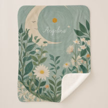 Moonlit Blooms: Pastel Bloemen en halve maan