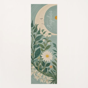 Moonlit Blooms: Pastel Bloemen en halve maan Yogamat