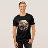 Moonlit Blossom Dragon Illustration Tri-Blend Shirt (Voorkant volledig)