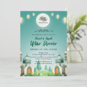 Moonlit Blue Mosque Ramadan Iftar Invitation Kaart (Staand voorkant)