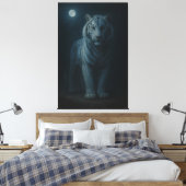 Moonlit Blue White Tiger – Fine Art Canvas (Insitu (Slaapkamer))