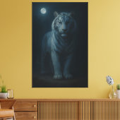 Moonlit Blue White Tiger – Fine Art Canvas (Insitu (Woonkamer))