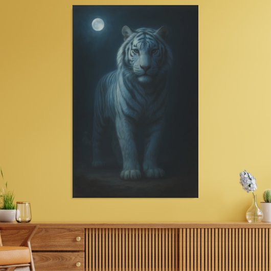 Moonlit Blue White Tiger – Fine Art Canvas (Insitu (Woonkamer))