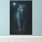 Moonlit Blue White Tiger – Fine Art Canvas (Insitu (Houten vloer))