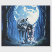 Moonlit Bond – The Wolf and the Gothic Fairy.   Cadeaupapier (Vlak)