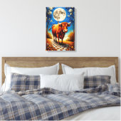Moonlit Bull Fantasy Art voor dromerige interieurs Canvas Afdruk (Insitu (Slaapkamer))