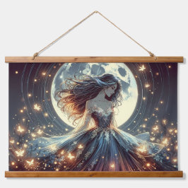 Moonlit Butterfly Enchantress Fantasy Hangend Wandkleed
