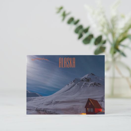 Moonlit Cabin in Alaska Briefkaart (Staand voorkant)