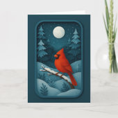 Moonlit Cardinal in Winter Forest Card Kaart (Voorkant)