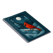 Moonlit Cardinal in Winter Forest Notitieboek (Rechterzijde)