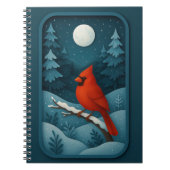 Moonlit Cardinal in Winter Forest Notitieboek (Voorkant)
