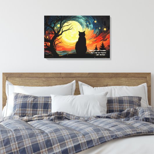 Moonlit Cat Canvas Afdruk (Insitu (Slaapkamer))