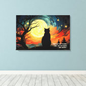 Moonlit Cat Canvas Afdruk (Insitu (Houten vloer))