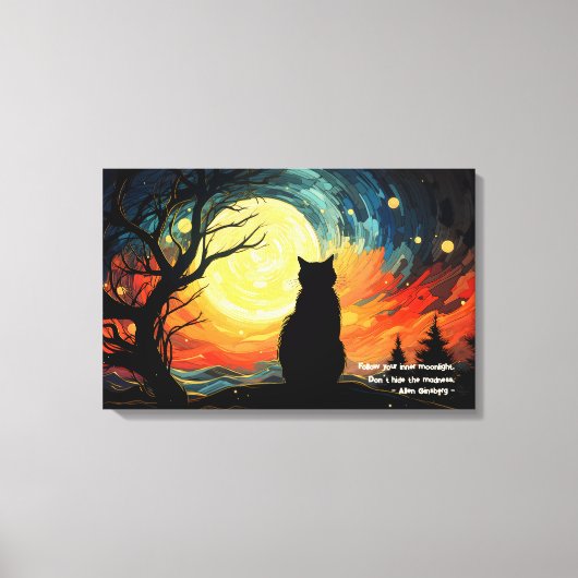Moonlit Cat Canvas Afdruk (Voorkant)